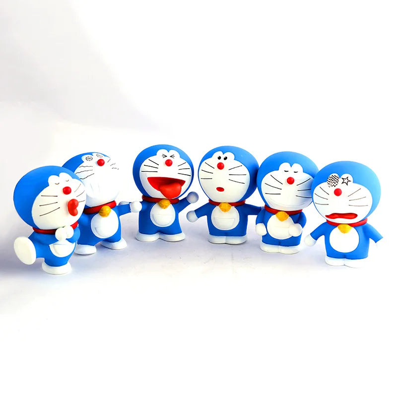 1Set Doraemon Anime Character Nobita Shizuka Action Figure Hand-made Cake Decor Car Ornament Model Doll Toys Kids Birthday Gift