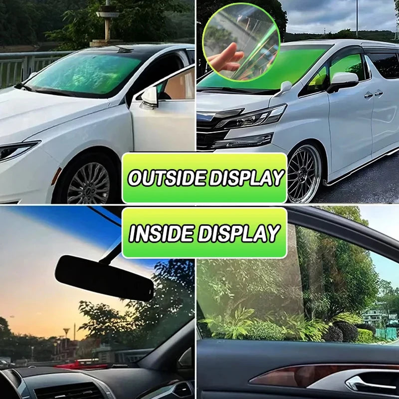 Automotive Color Change Chameleon Aurora Green Window Film 64 %VLT High Insulation Car Sticker UV Blocking Windshield solar Film