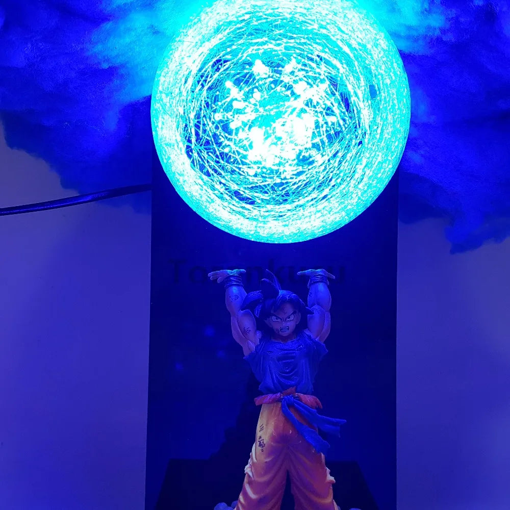 Dragon Ball Anime Son Goku Spirit Bomb mit Wolkenlampe LED-Glühbirne Actionfiguren Modell Figur Figur &amp; Sockel &amp; Lampe DIY Spielzeug