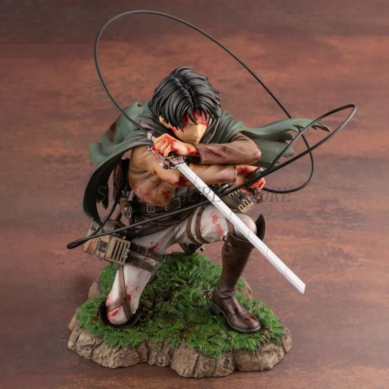 Attack On Titan Action Figure Levi Ackerman Figurine 18cm Collection Shingeki no Kyojin Statue Battle Damage Rivaille Model Toys