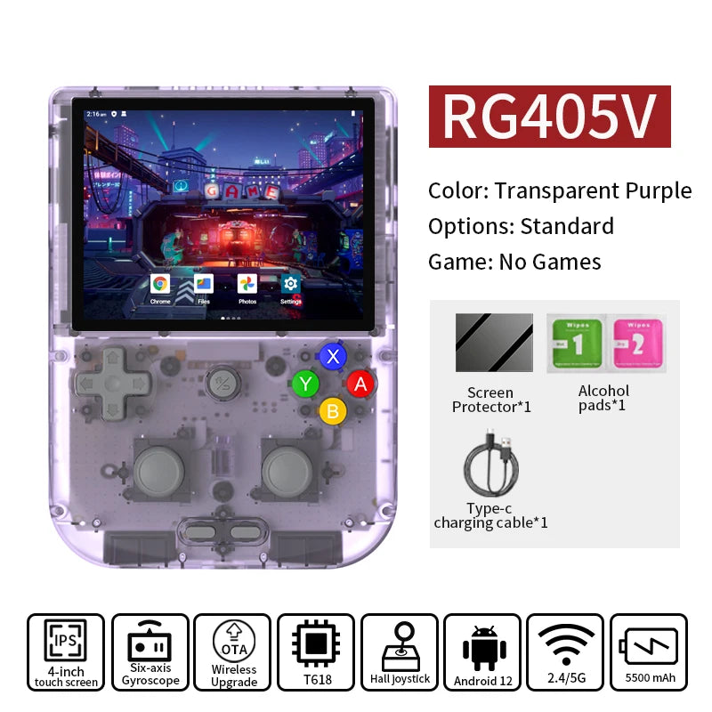 ANBERNIC RG405V Video Handheld Game Console 4" IPS HD Touch Screen Android 12 System T618 64-bit Wifi Portable Retro Game Player
