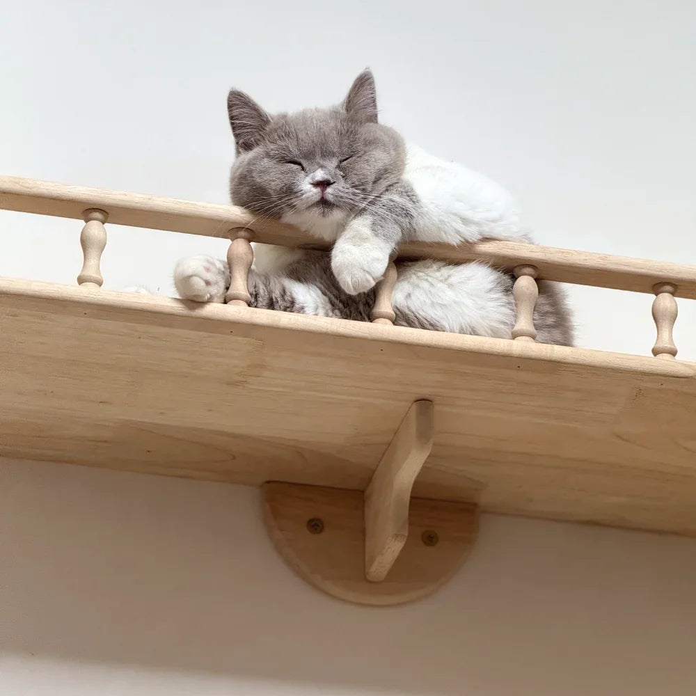 Cat Climbing Shelves Wall Mounted Cat Tree Cat Scratching Post Climbing Perches Hammock Steps for Cat Sleeping Playing and Rest