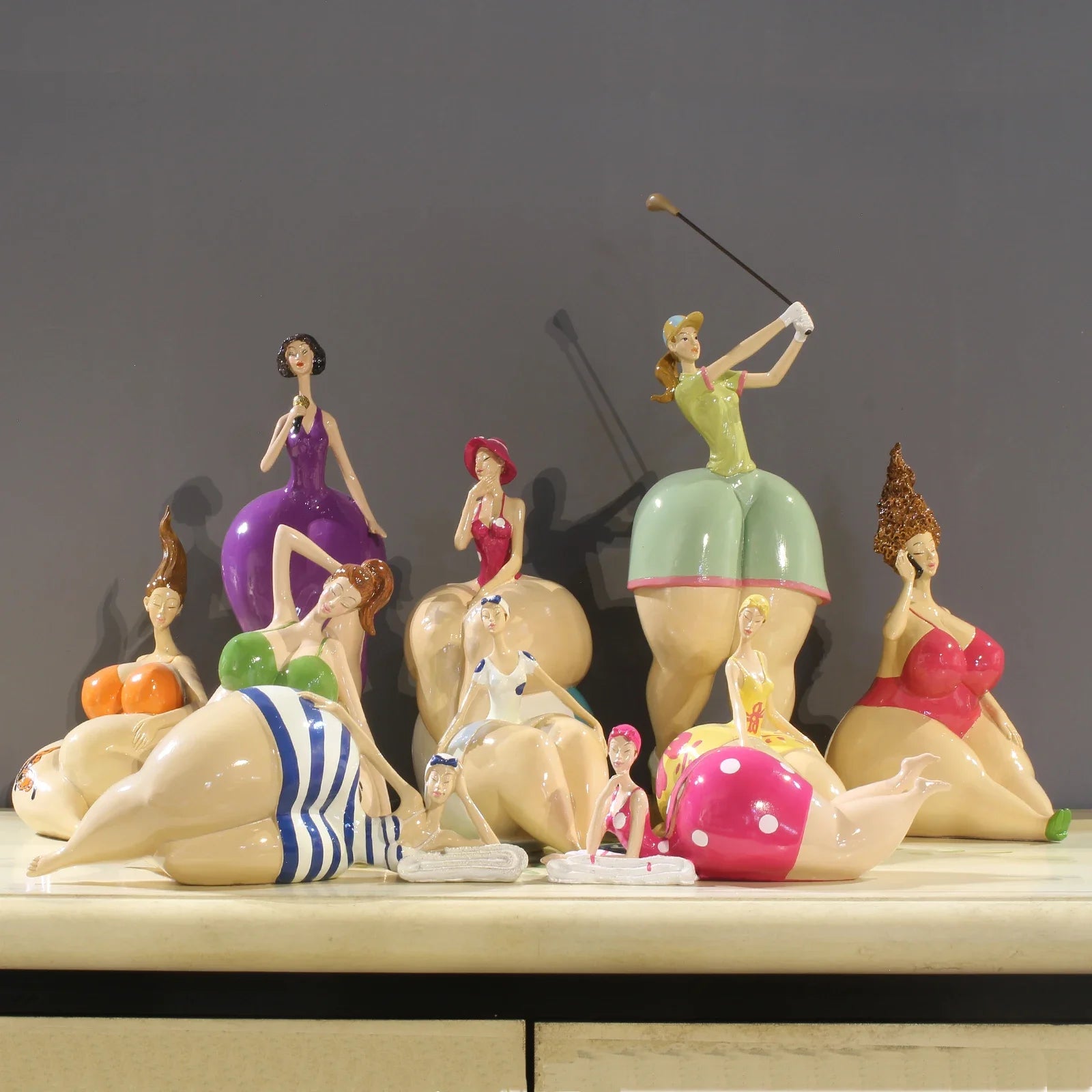 Nordic Ins Golf Schönheit Plump Frau Ornamente Handwerk Hause Wohnzimmer Schreibtisch Fett Mädchen Figuren Clubs Statuen Dekoration Zubehör