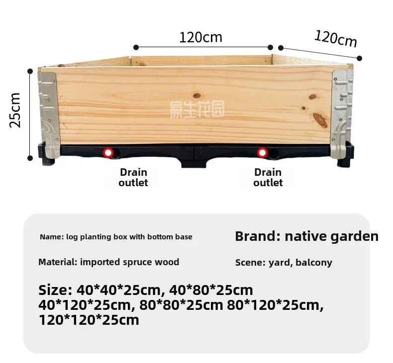 Garden Original Wooden Planting Boxes Framed Beds Vegetable Planting Planters Outdoor Patio Wooden Enclosures