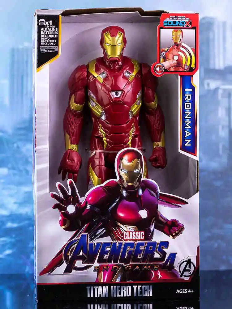 30cm Hot Marvel Avengers Toy Thanos Hulk Spiderman Iron Man Captain America Thor Black Panther With Sound And Light Action Toys