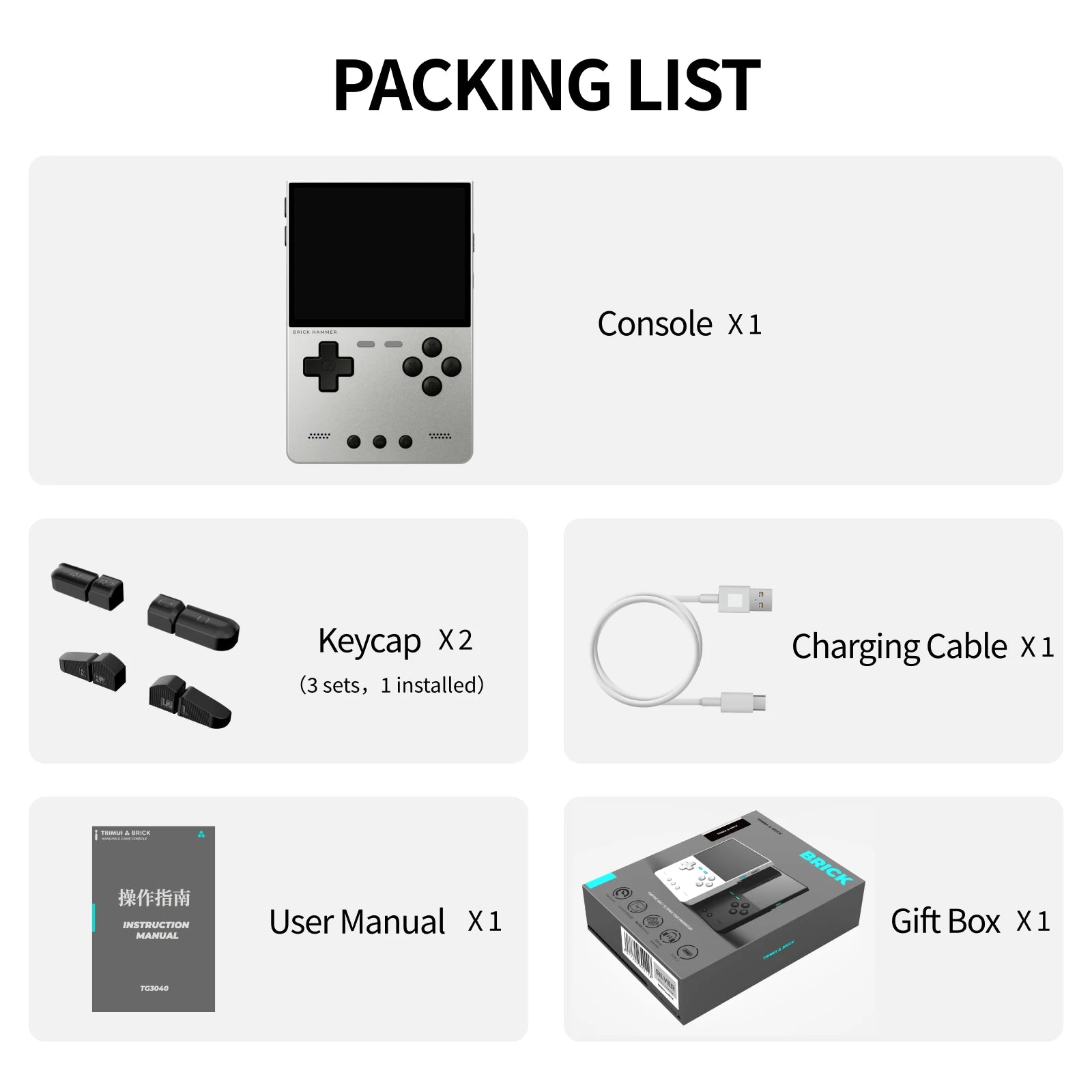 AMPOWN TRIMUI BRICK HAMMER Handheld Game Console Retro Video Games 3.2'' IPS Screen Full Metal CNC Linux System Portable Gaming