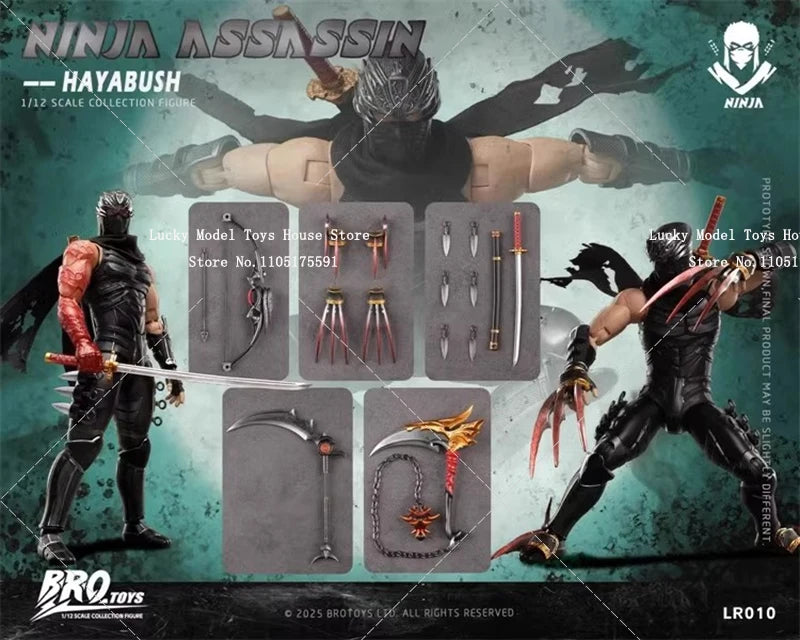 BROTOYS 1/12 Scale Collectible Action Figure Ninja Assassin Hayabush Super Flexible Body Design 6inch LR010 Soldier Model Gifts