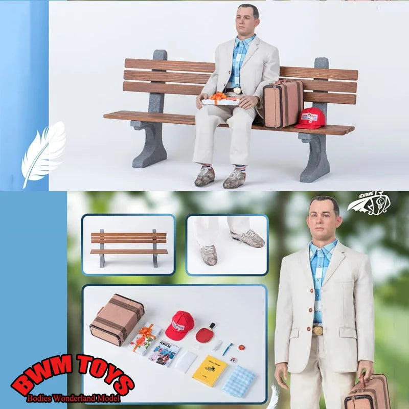 CHONG COO3  1/6 Scale Biography of Legendary Figures Forrest Gump Tom Hanks 12" Action Figure Full Set Model with Chair Model