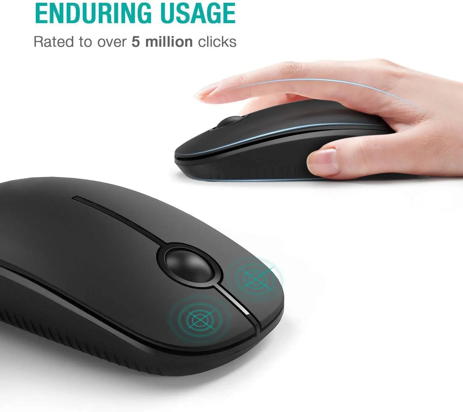 Slim Wireless Mouse Silent Cordless with USB Receiver Portable Travel Mouse for Laptop Desktop PC