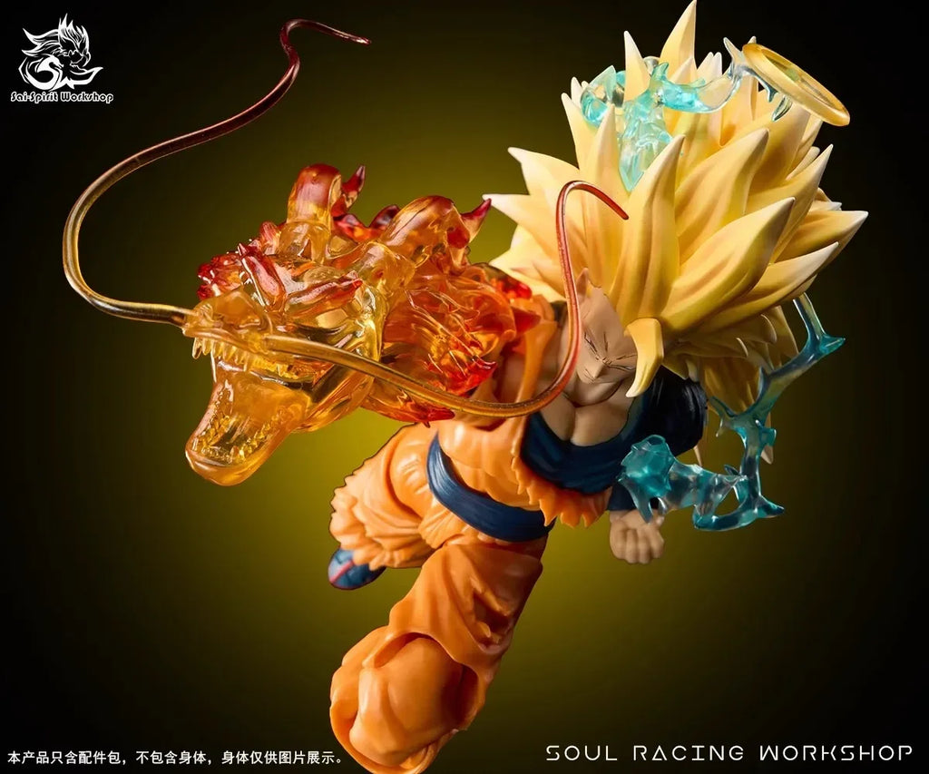 Spot  SSW Scout Workshop Dragon Ball SHF Super Saiyan SSJ3 Head Sculpture Special Effects Dragon Fist Statue Collection Gift