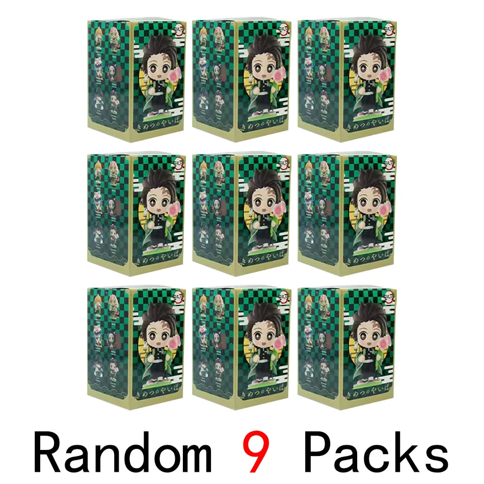 Anime 6Pcs/Set Q Version Demon Slayer Figurine  Boxed Model Ornament Accessory Cartoon Movability Kits Mascot Kid Toy Gift