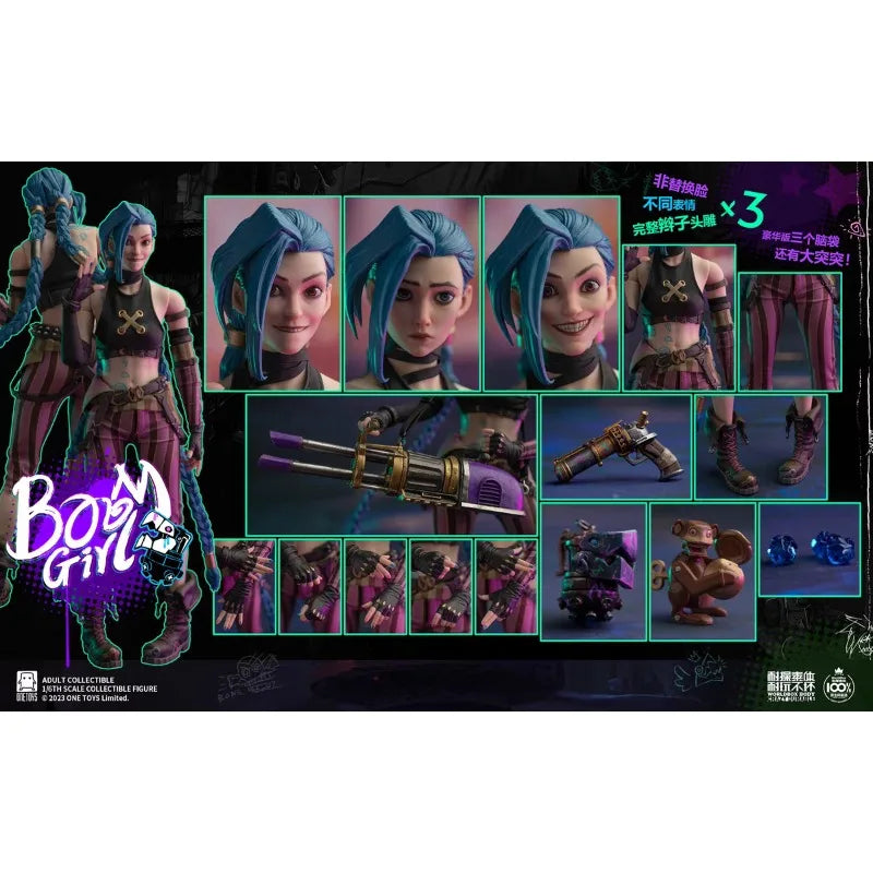 In Stock Original Onetoys 1/6 Jinx Girl Action Figure OT020 / OT021 Toy Gift Fan Collection