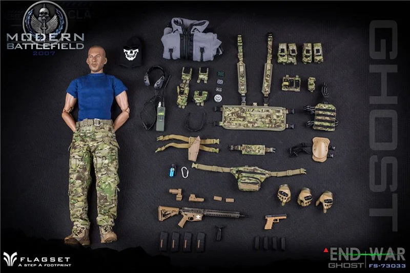 In Stock FLAGSET 73033 1/6 Ghost Team Mask Design Man Soldier Model Moder Battlefield 2007 Movie Role Original 12" Action Figure
