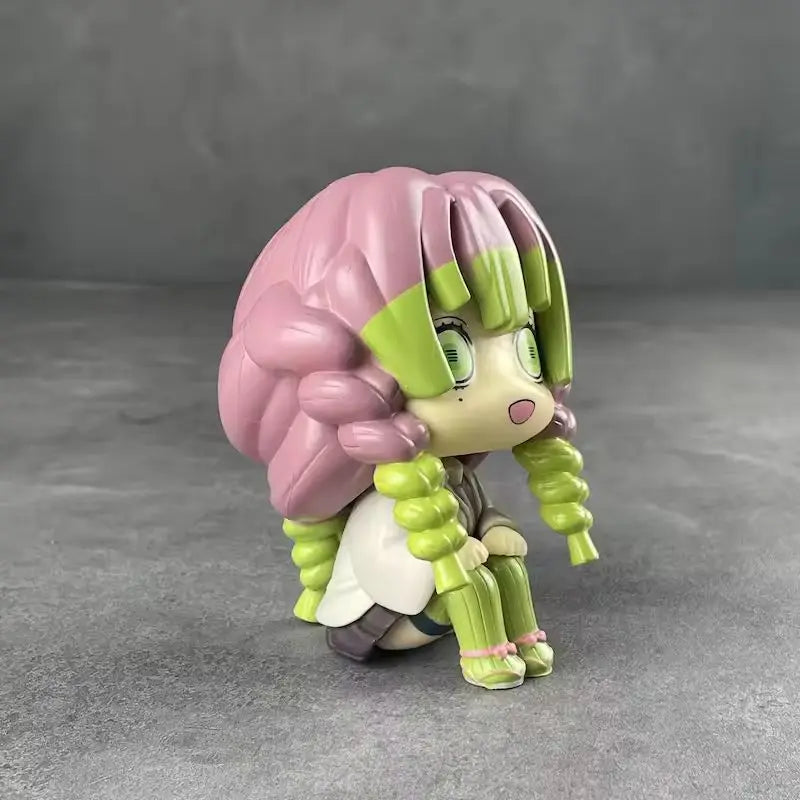 Demon Slayer Anime Q Ver. Action Figure Set - Kanroji Mitsuri Shinazugawa Sanemi Kawaii PVC Collectible Toy Model Gifts