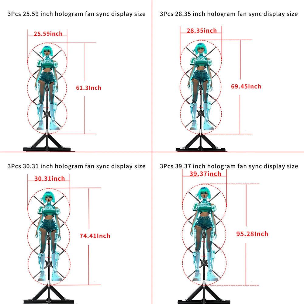 3pcs hologram projector video wall synchronization advertising hologram projector 3d led fan display for event new year