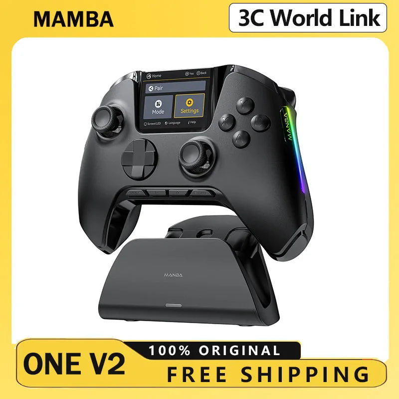 Mamba One V2 Wireless Controller 2-inch Screen Hall Effect Stick Gaming RGB Light With Charging Dock For Switch/PC/iOS/Android