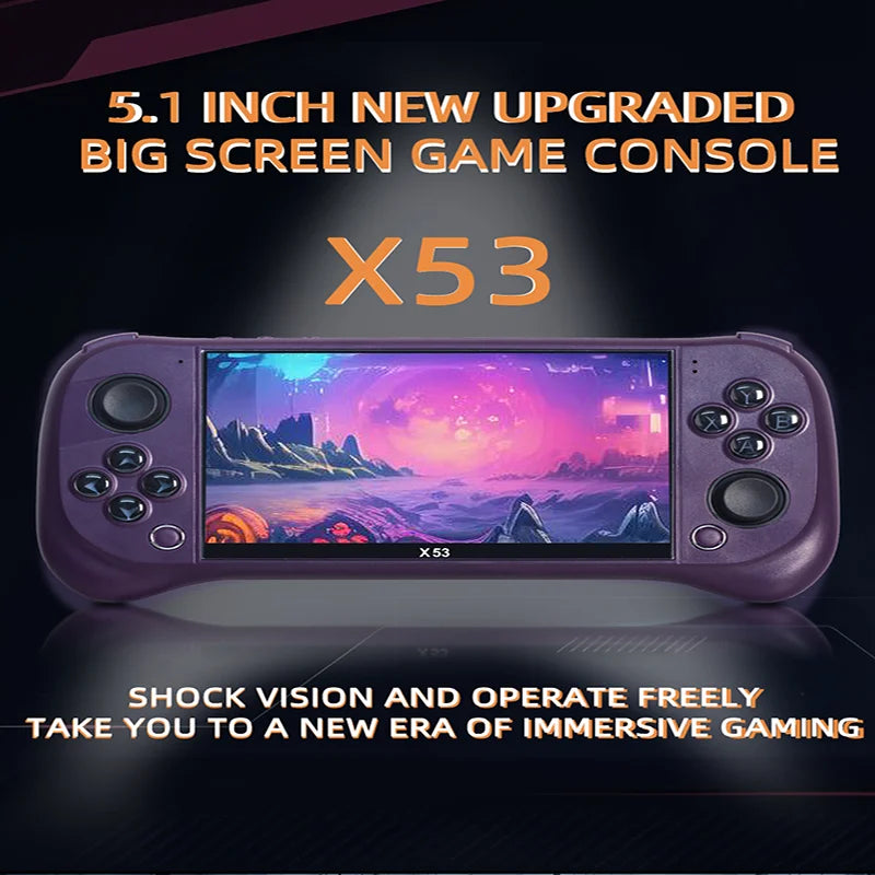 Children's Game Console X53 Handheld Game Console HD 5.1 Inch Large Screen Retro Music Video Playback Watch TV Read E-books