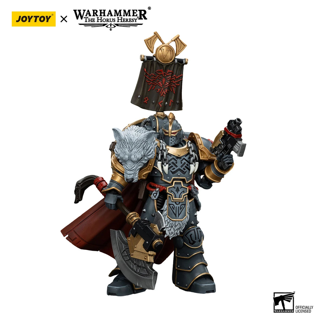 [IN STOCK] JOYTOY Warhammer 30K 1/18 Action Figure Space Wolves Legion Praetor with Power Axe and Combat Shield Model