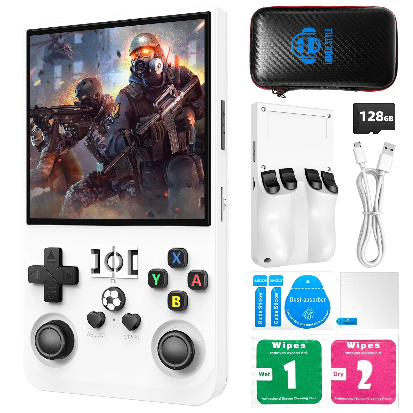 Open Source R36Max Newest Handheld Game Console  Portable Hand Held 4.0-in 4k HD IPS Screen Large Battery Best Gift For Boy Girl