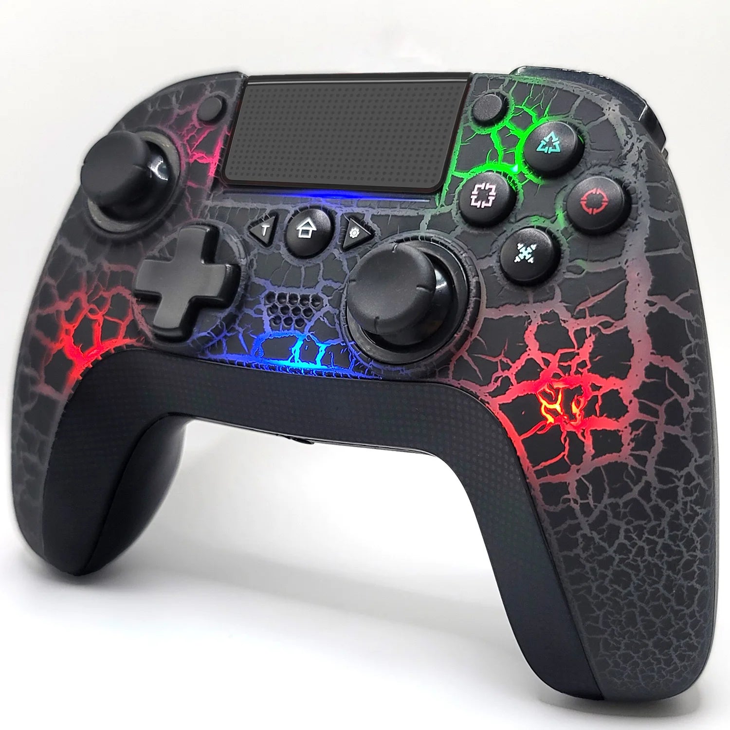 NEW Q600 Wireless Controller for PS4, Wireless Remote Gamepad with Unique Cracked Design/8 Adjustable LED Colors