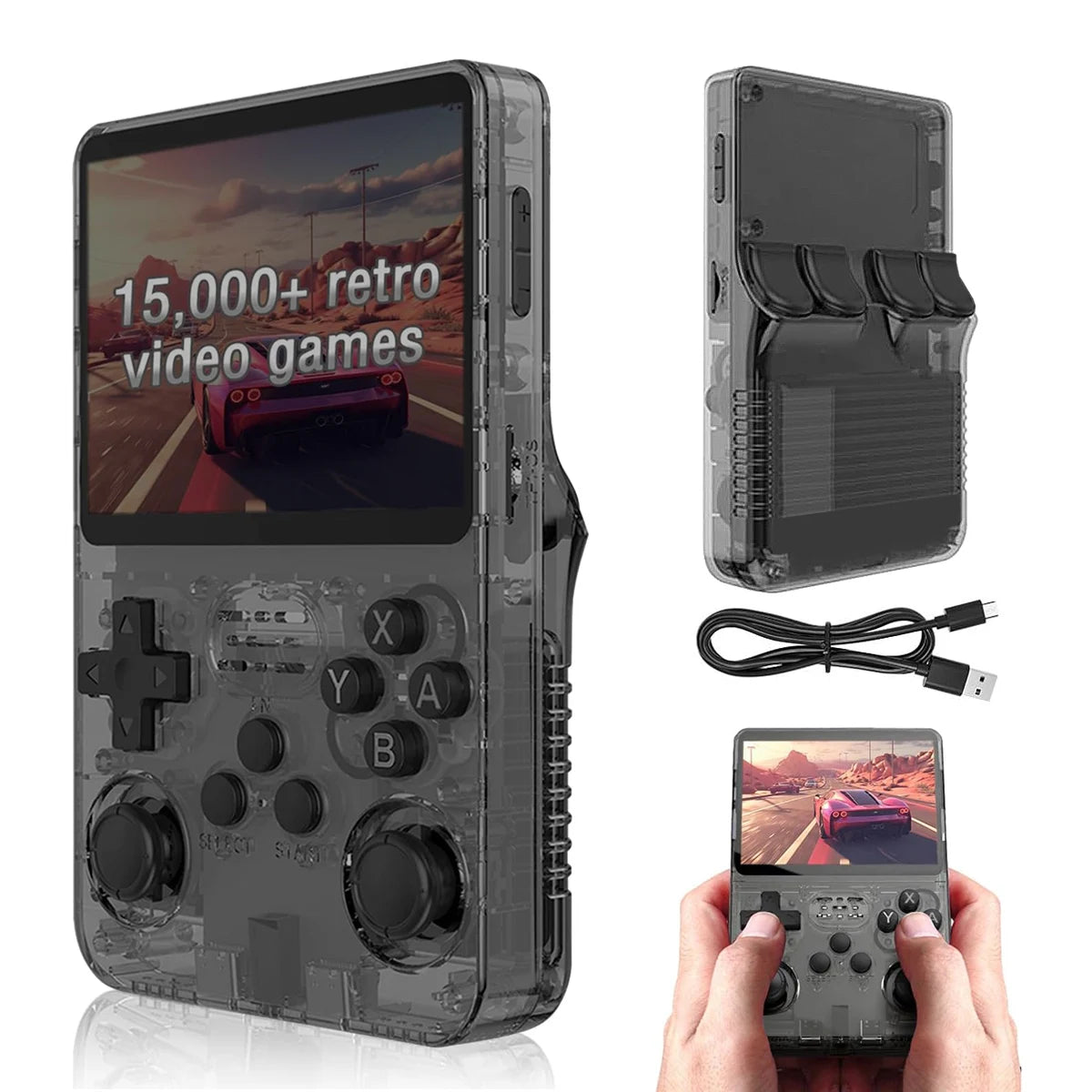 Tragbare R36S-Handheld-Spielekonsole, 3,5-Zoll-IPS-Bildschirm, Linux-System, Retro-Game-Player mit über 15.000 klassischen Spielen, Geschenk für Erwachsene und Kinder
