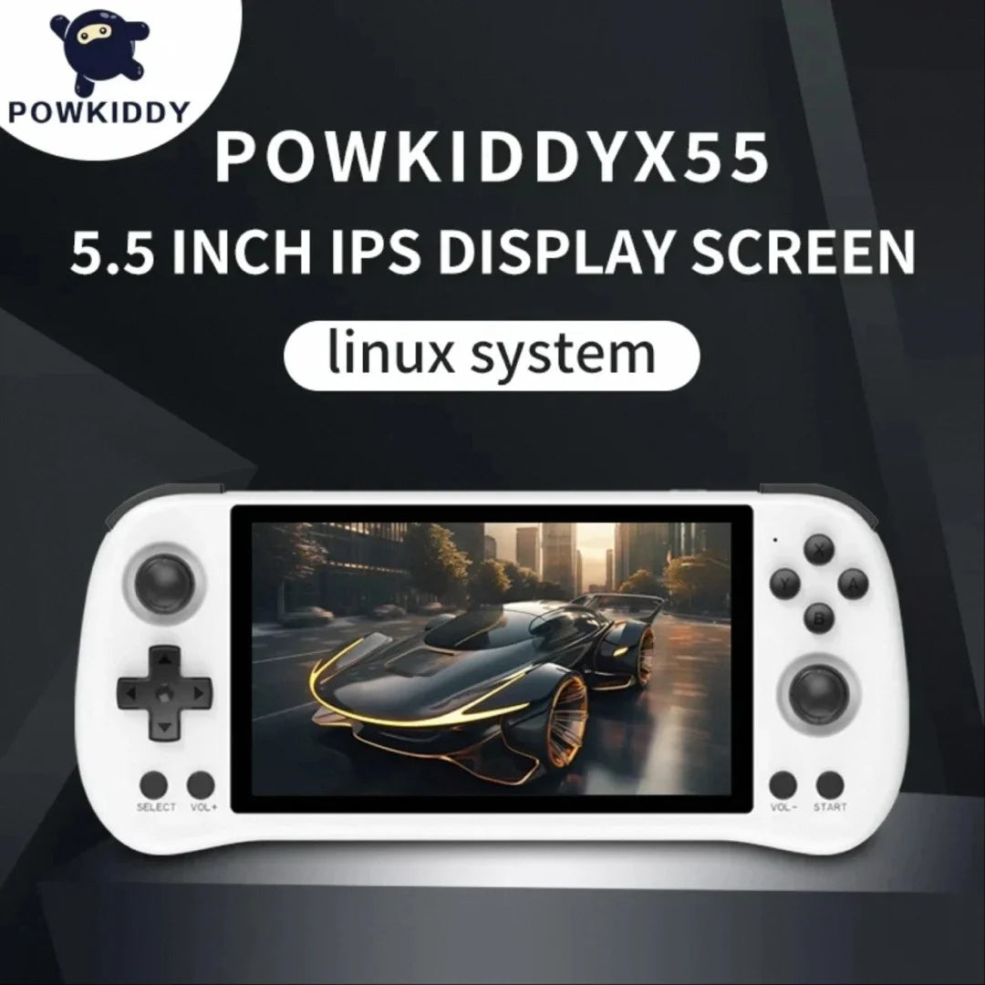POWKIDDY X55 Retro Handheld Game Console 5.5 INCH 1280*720 IPS Screen RK3566 HD Linux Open-Source 90000 Games PSP Game Boy Gifts