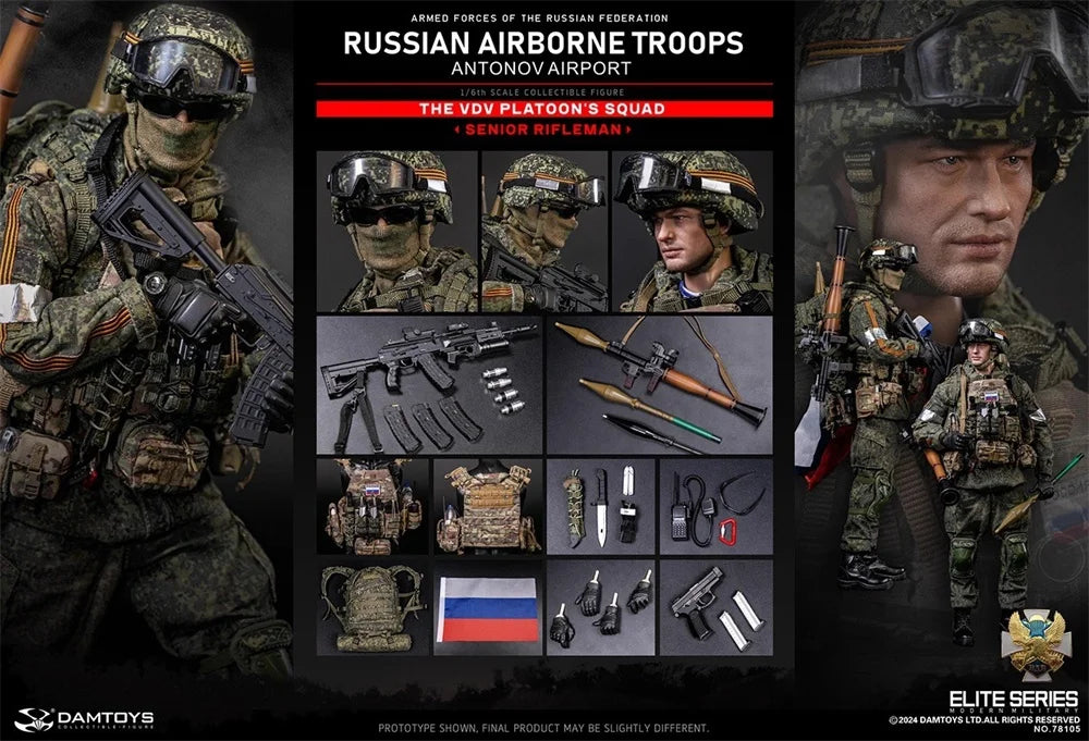In Stock 1/6 DAMTOYS The Russian Action Figure Soldier Doll Airport Full Set Moveable About 12" Gift For Fans Collect DAM 78105