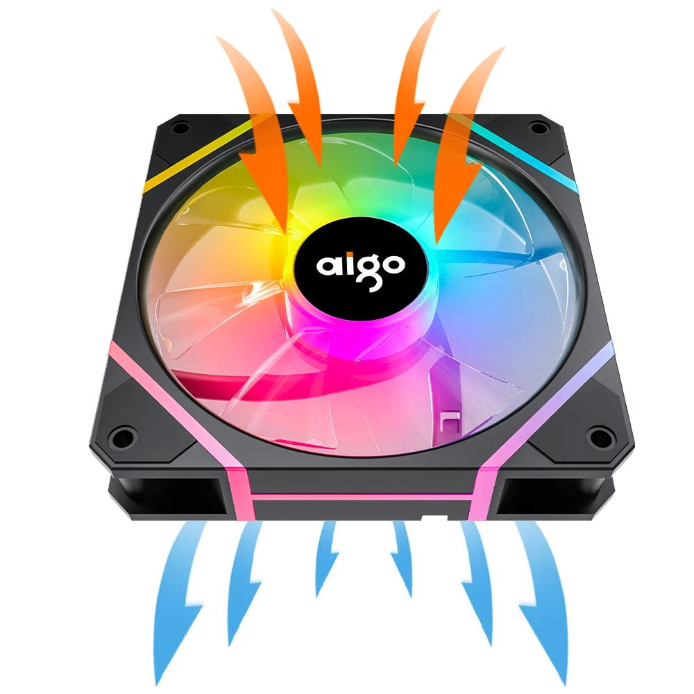Aigo AM12 RGB-Lüfter für PC-Steuerung, 120-mm-Computergehäuse-Lüfter-Kit, 6-poliger Wasserkühler, CPU-Lüfter, Argb-12-cm-Lüfter