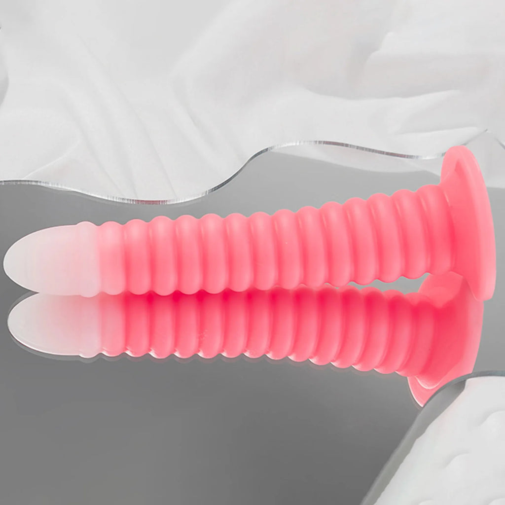 Gradient Pink Anal Plug Massager With Threaded Suction Cup Rear Multi-size Unisex Extra Long Anal Plug Adult Erotic Sex Toys