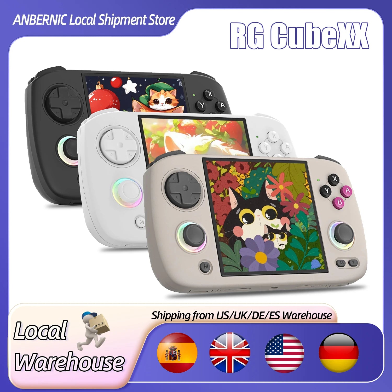ANBERNIC RG CubeXX Handheld-Spielkonsole, 3,95" 720x720 IPS OCA 1:1 Bildschirm, 3800mAh Akku, H700 Linux-System, RGCUBEXX TV HD Ausgang mit App