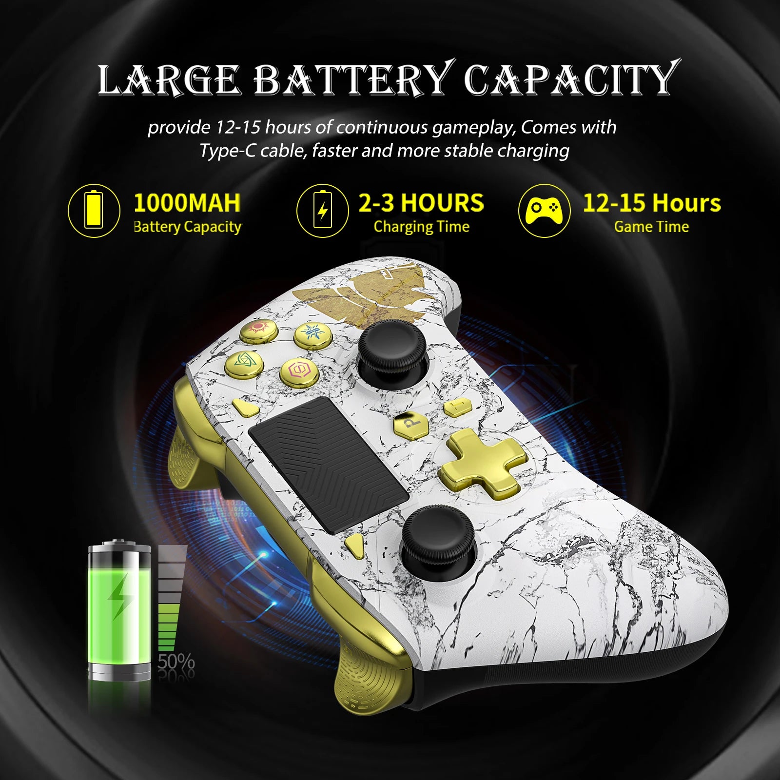 Controller for PS3/4/Switch/PC Bluetooth Wireless Gamepad,W/ Vibration Hall Effect Trubo FUNC,Video Game Control Handle Joystick