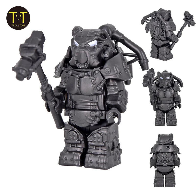 1PCS Military Soldiers Mini Anime Action fallouts Figures Weapons Robot Mecha Building Blocks Bricks DIY Toys for KIDS gift
