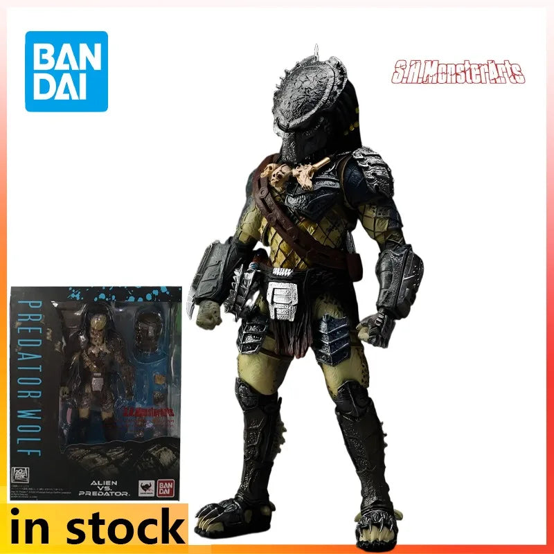 Bandai Original S.H.MonsterArts Iron Blooded Lone Wolf Anime Action Figure Model Toys Collectible Model Ornaments Gifts for Boys