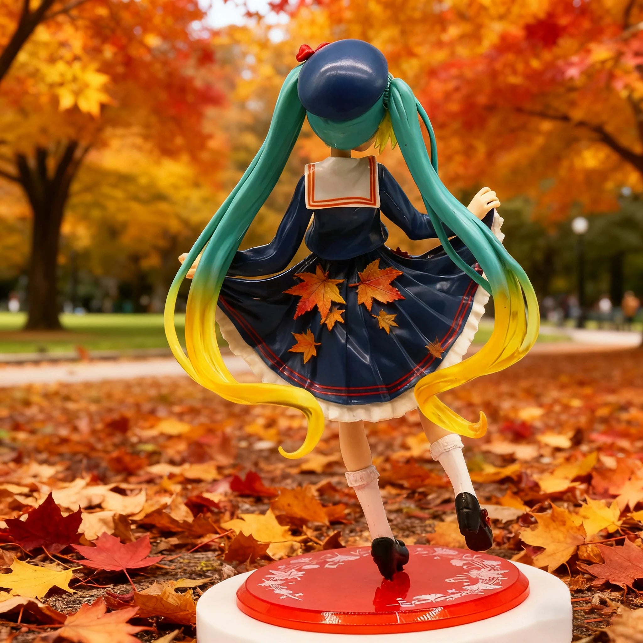 New Hatsune Miku Anime Figure Maple Leaves Seifuku Miku Beauty Girl Statue PVC Action Figurine Collectible Model Toy Gift