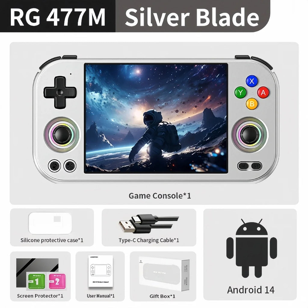 RG477M Retro Handheld Game Console, Aluminum Alloy CNC Dimensity 8300 Android14 System 4.7-inch Touch Handheld Game·Hot Sale