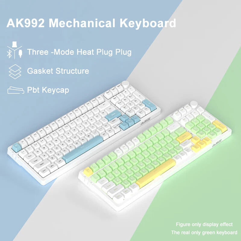 AJAZZ AK992 Mechanische Gaming-Tastatur RGB 100 Tasten Hot-Swap-Tastatur 5.0 Bluetooth Wireless 2.4G USB für PC Gamer Desktop