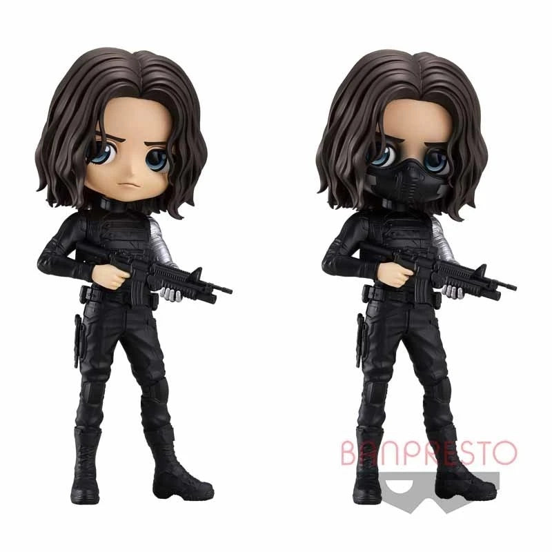 Bandai Original 15Cm Q posket MARVEL Bucky Barnes Action Figure Toys For Kids Gift Collectible Model Ornaments