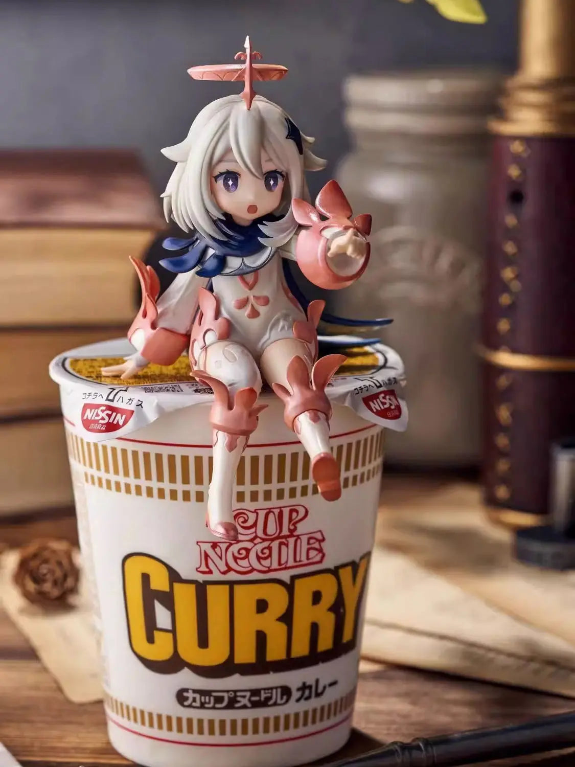 12cm Genshin Impact Figure Model Paimon Toys PVC Q Version Mini Cute Game Peripheral Weapon Model Desktop Ornament Decoration