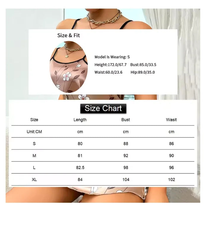 Damen Nachtwäsche Sommer Blumendruck Satin Nachthemd Lässig Ärmellos Rückenfrei Slip Nachtkleid Sexy Nachthemd Home Kleidung