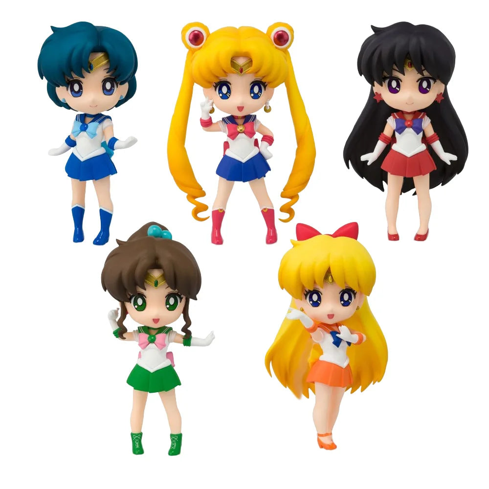 5PCS Anime Sailor Moon Figure Cartoon Figuarts mini Mercury Mars Jupiter Venus Toys For Girls Model Gift Dolls Static Doll