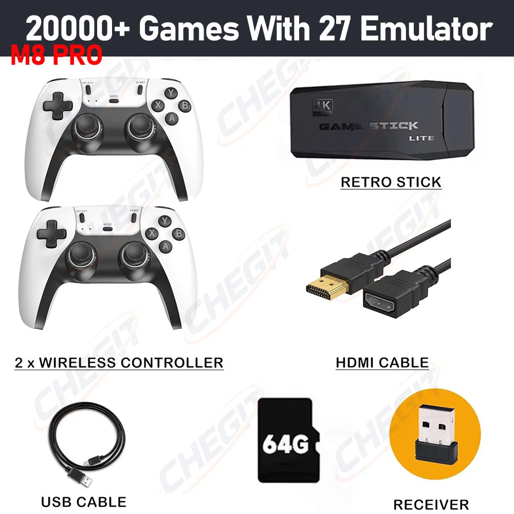 X10 PRO 128G  4K TV Game Stick Video Game Console With 50000+ Game Wireless Controller Gamepad Retro Handheld Game Console/64GB
