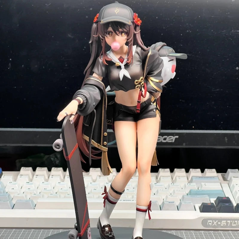 Anime Genshin Impact Hu Tao Figurine Trendy Kleidung Skateboarding Hu Tao Actionfiguren PVC Modell Peripheriespielzeug Geburtstagsgeschenke
