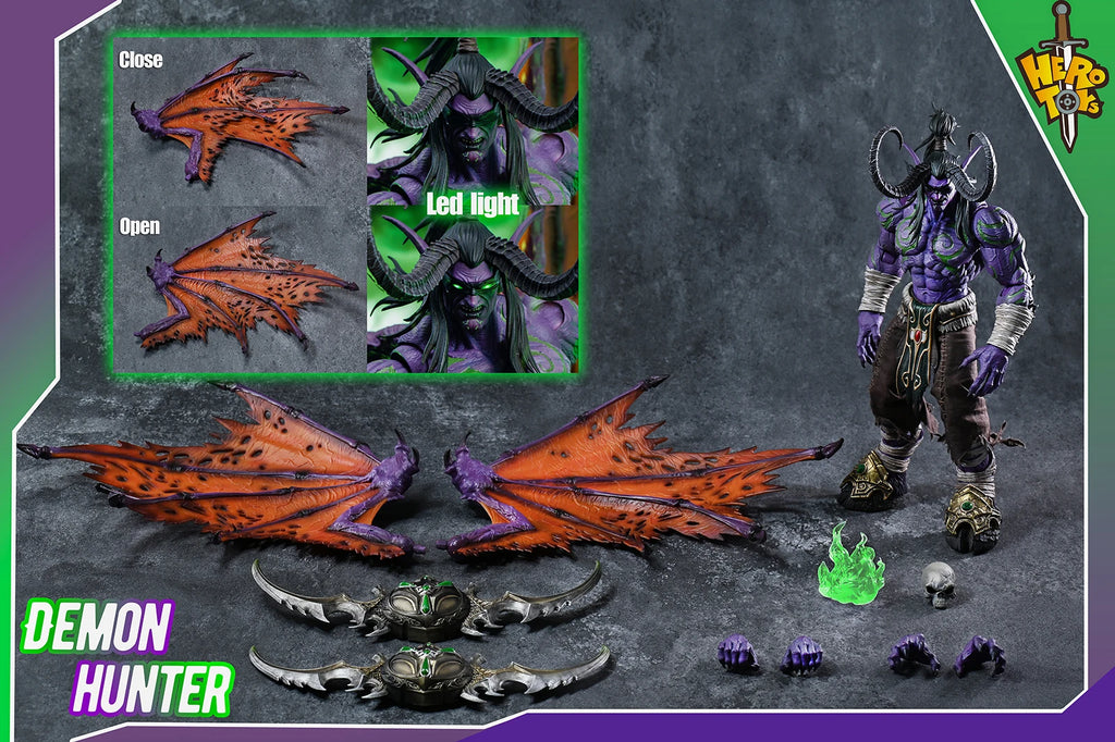 HERO TOYS 1/10 Scale Male Soldier Demon Hunter Illidan Full Set About 24Cm Action Figure Collectible Model Toys Doll Gifts