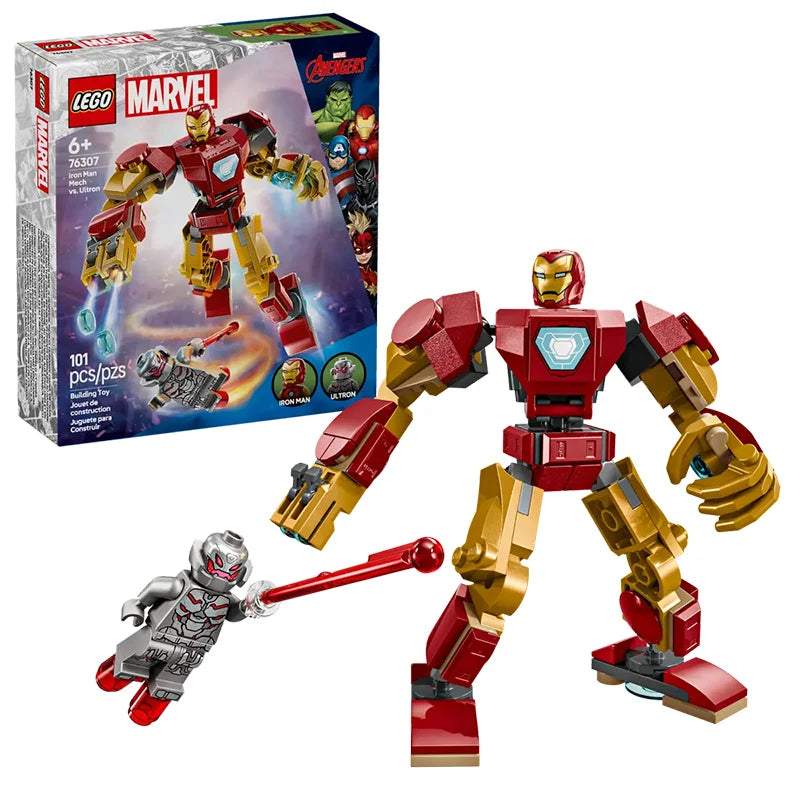 LEGO Building Blocks Superhero Series 76307 Iron Man Mech Battle Ultron Boys Assemble Puzzle Toy Gift