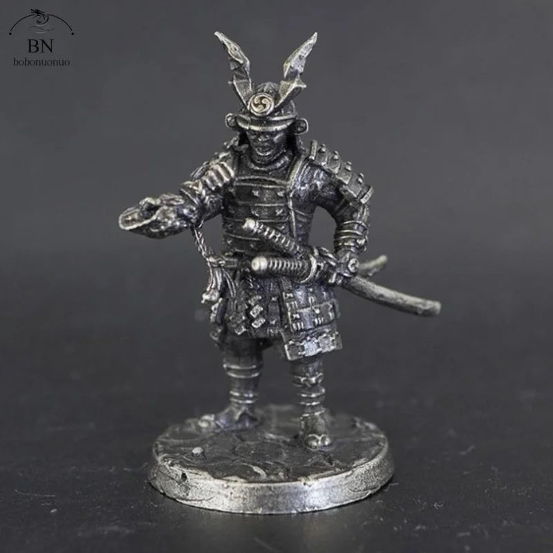 White Copper Japanese Male Soldier Japanese Shogunate Samurai Character Ornament Full Set About 4cm Action Figure Model Toys