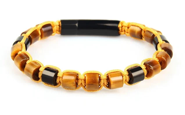 Ailatu 10 teile/los Neue Freundschaft Armband, 6mm Tiger Auge, Lapis Stein, schwarz Onyx Zylinder Perlen Edelstahl Schmuck für Männer