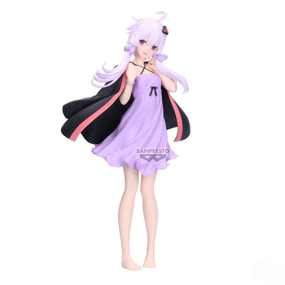 Original BANDAI Banpresto VOCALOID Yuzuki Yukari Purple Dress PVC Anime Figures Action Figure Model Toys Christmas Gifts