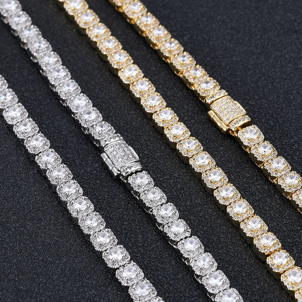 5 mm Iced Tennis Chain Armband Bling Zirkon Cluster Diamant 18 Karat vergoldetes Armband für Damen und Herren Hip Hop Schmuck