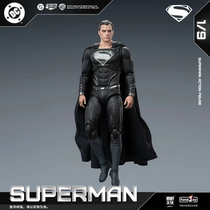 Original FondJoy Black Superman 2.0 Action Figure DC Zack Snyder'S Justice League Figures 1/9 Super Man PVC Model Doll Toy Kid