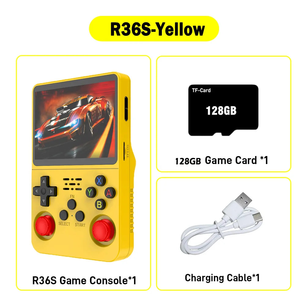R36S Retro Handheld Video Game Console Linux System 3.5 Inch IPS Screen R35s Pro Portable Pocket Video Player 64GB/128G Games